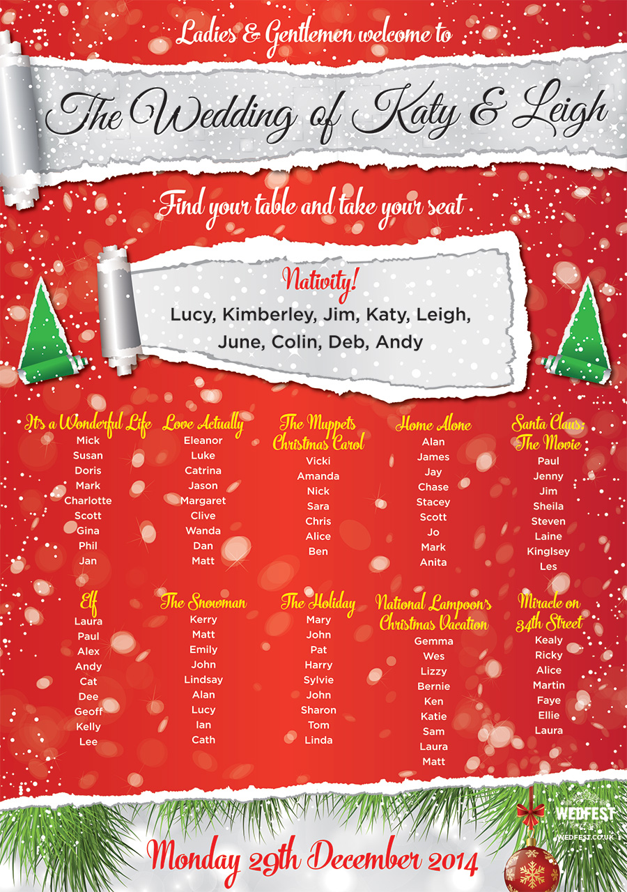 christmas theme wedding table plan