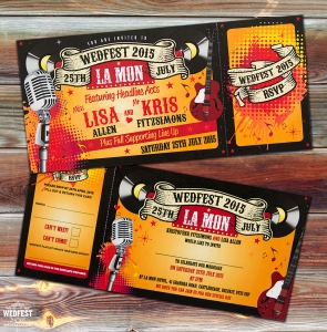 rock n roll wedding invitations