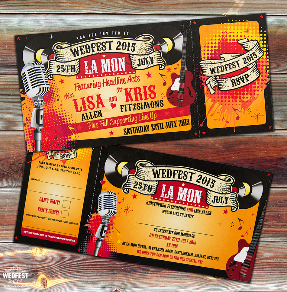 rock n roll wedding invitations