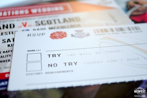 rugby wedding ticket invite