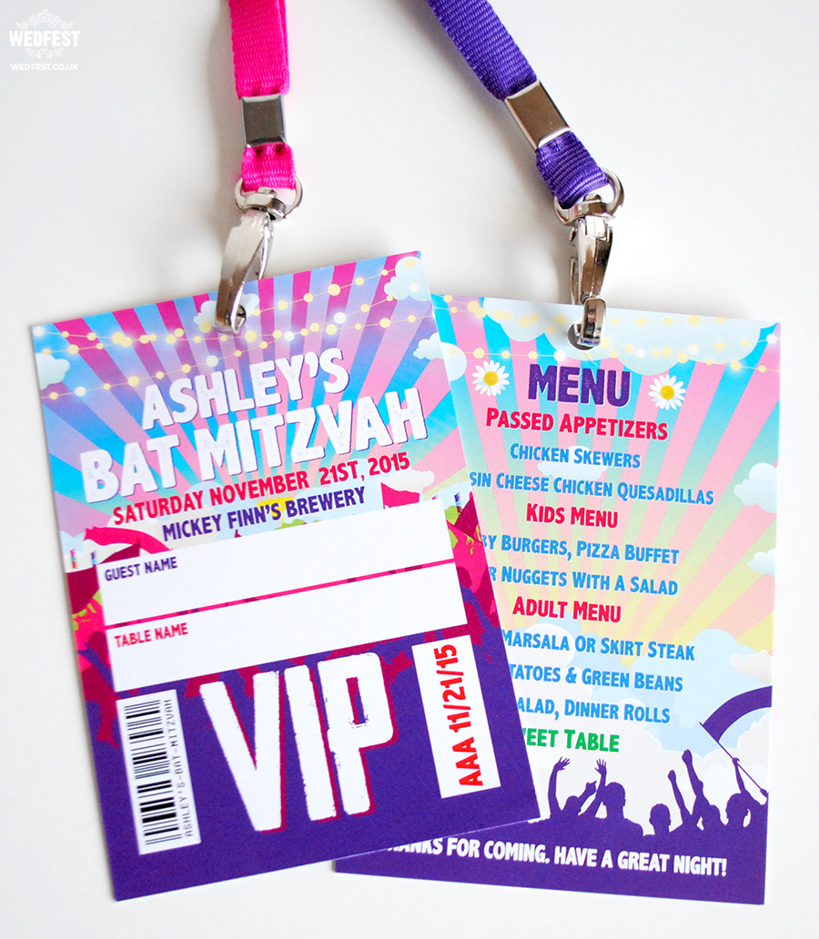 bat mitzvah vip festival lanyards