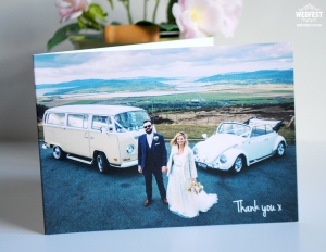 landscape folded wedding thank you card