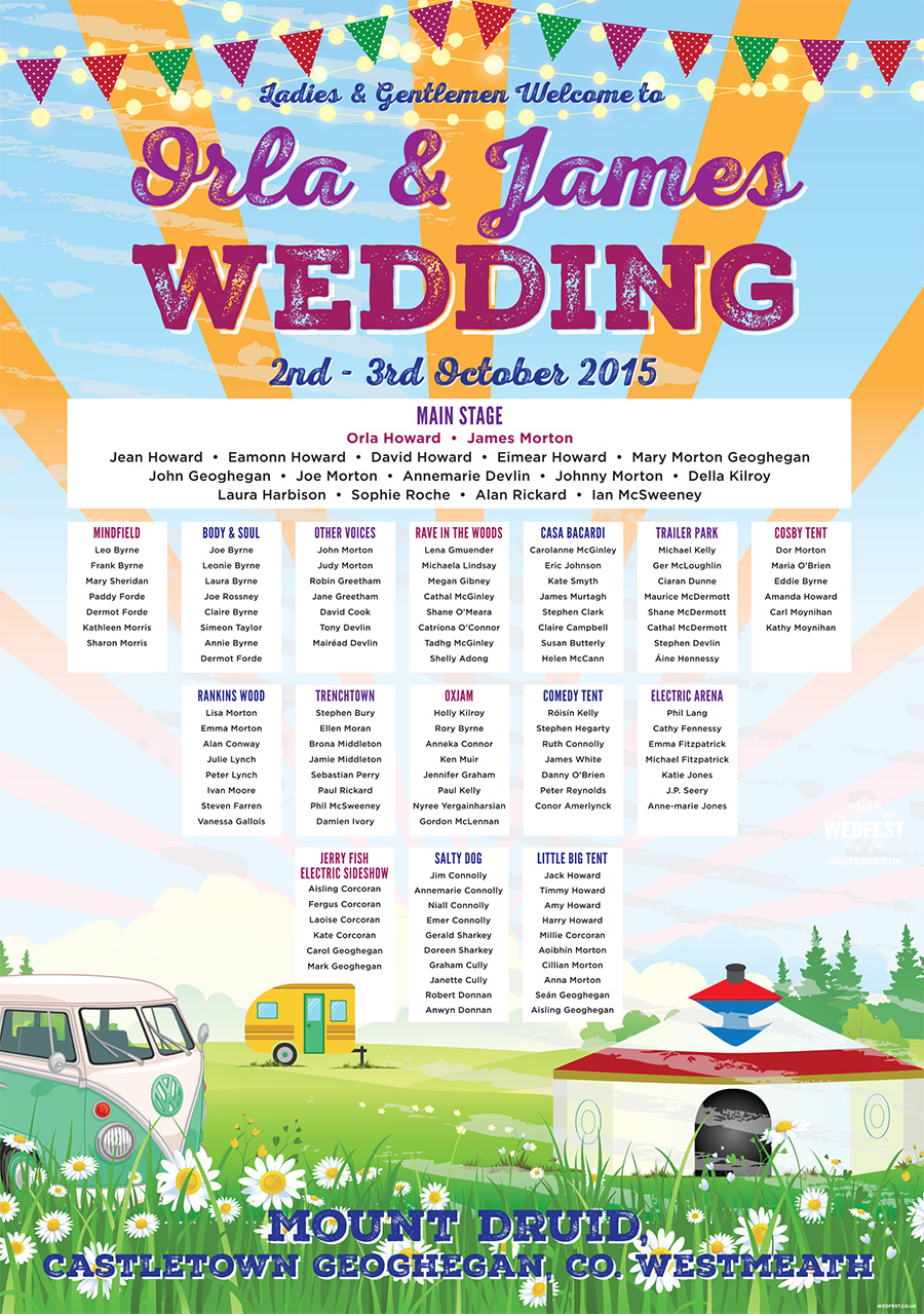 mount druid Festival Wedding Ireland table plan