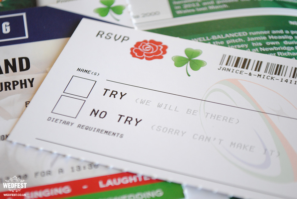 rugby themed wedding invitation