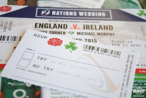 rugby ticket wedding invitations