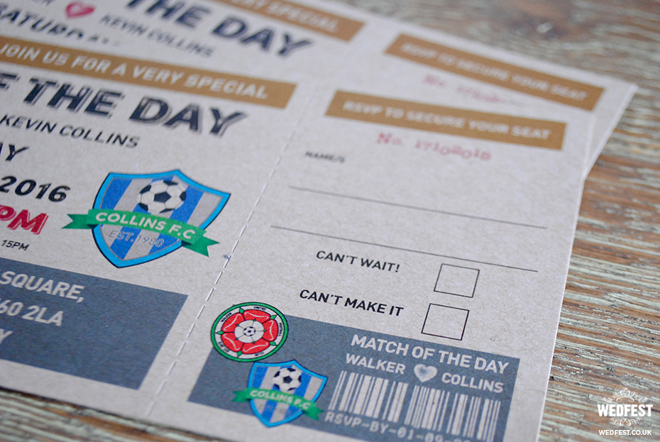 personalised football ticket wedding invite