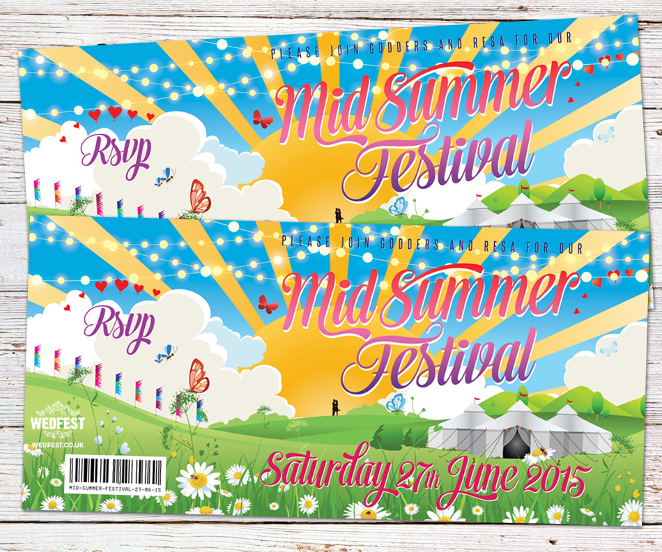 summer festival boho party invites