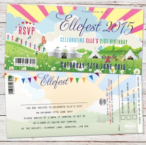 festival ticket birthday invitation