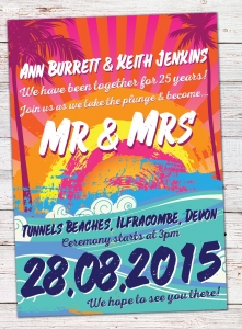 mr and mrs wedding invite tunnels beaches devon