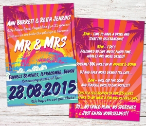 summer surf wedding invitation tunnels beaches devon