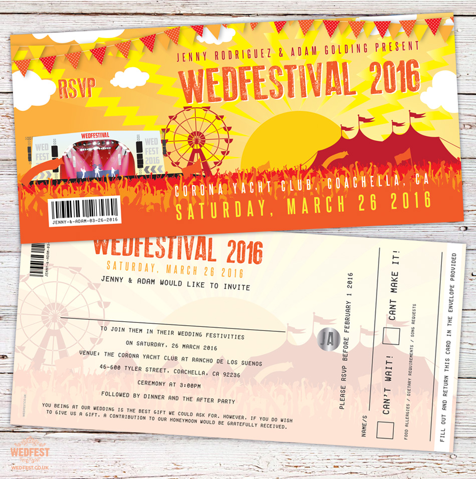 festival wedding invitation, coachella