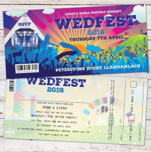 wedfest festival theme wedding invitation