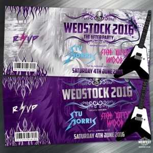 wedstock heavy metal wedding invites