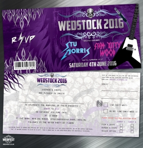 wedstock rock and roll wedding invitations