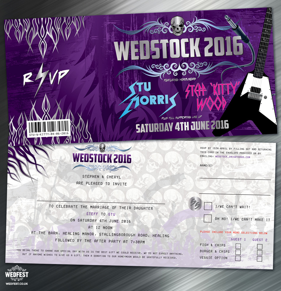 wedstock rock and roll wedding invitations wedstock rock and roll wedding invitations