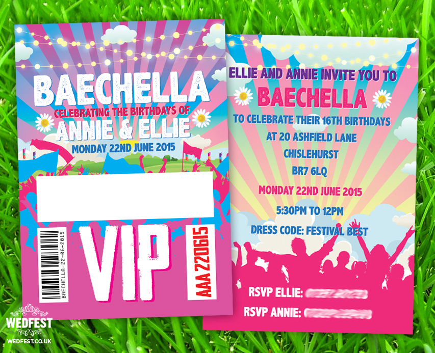 baechella festival birthday party invite