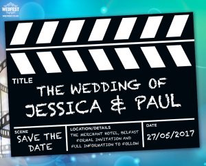 clapperboard wedding save the date