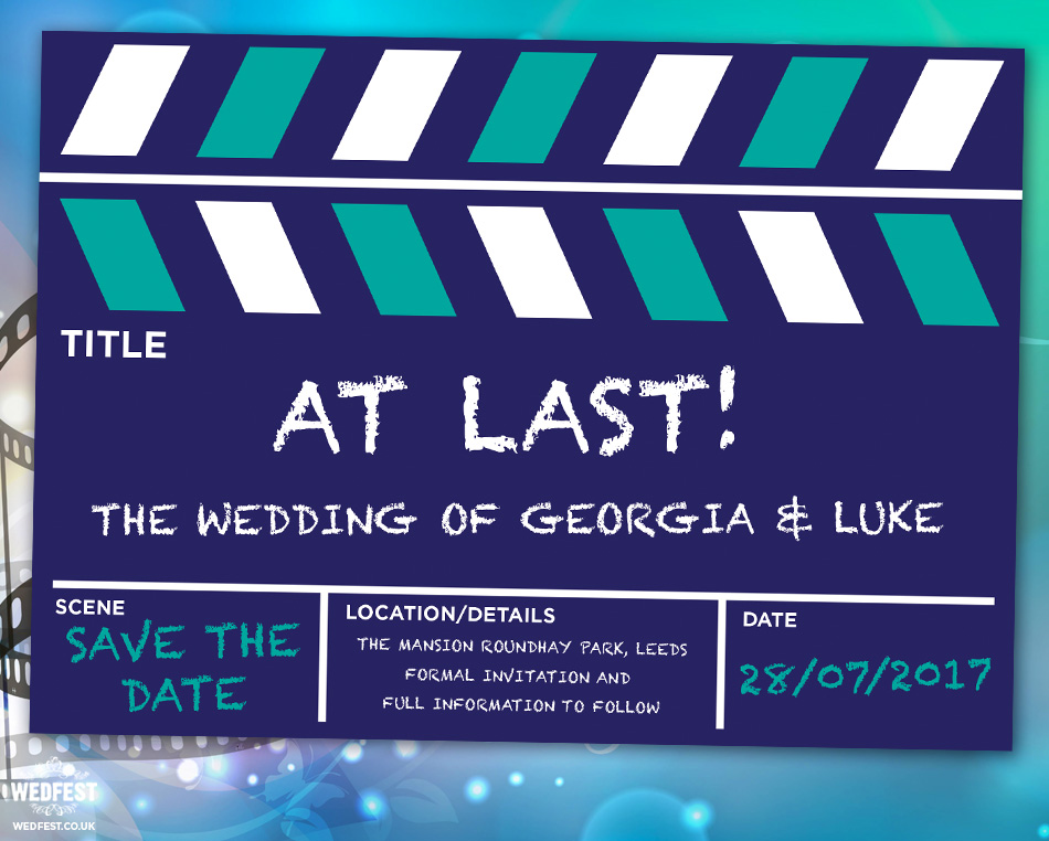 movie wedding clapperboard save the date cards