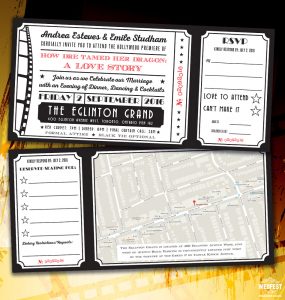 cinema ticket wedding invites