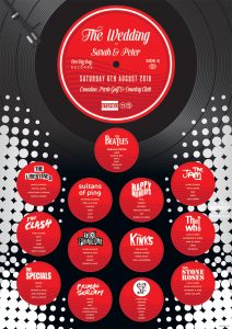 music vinyl record themed wedding seating plan