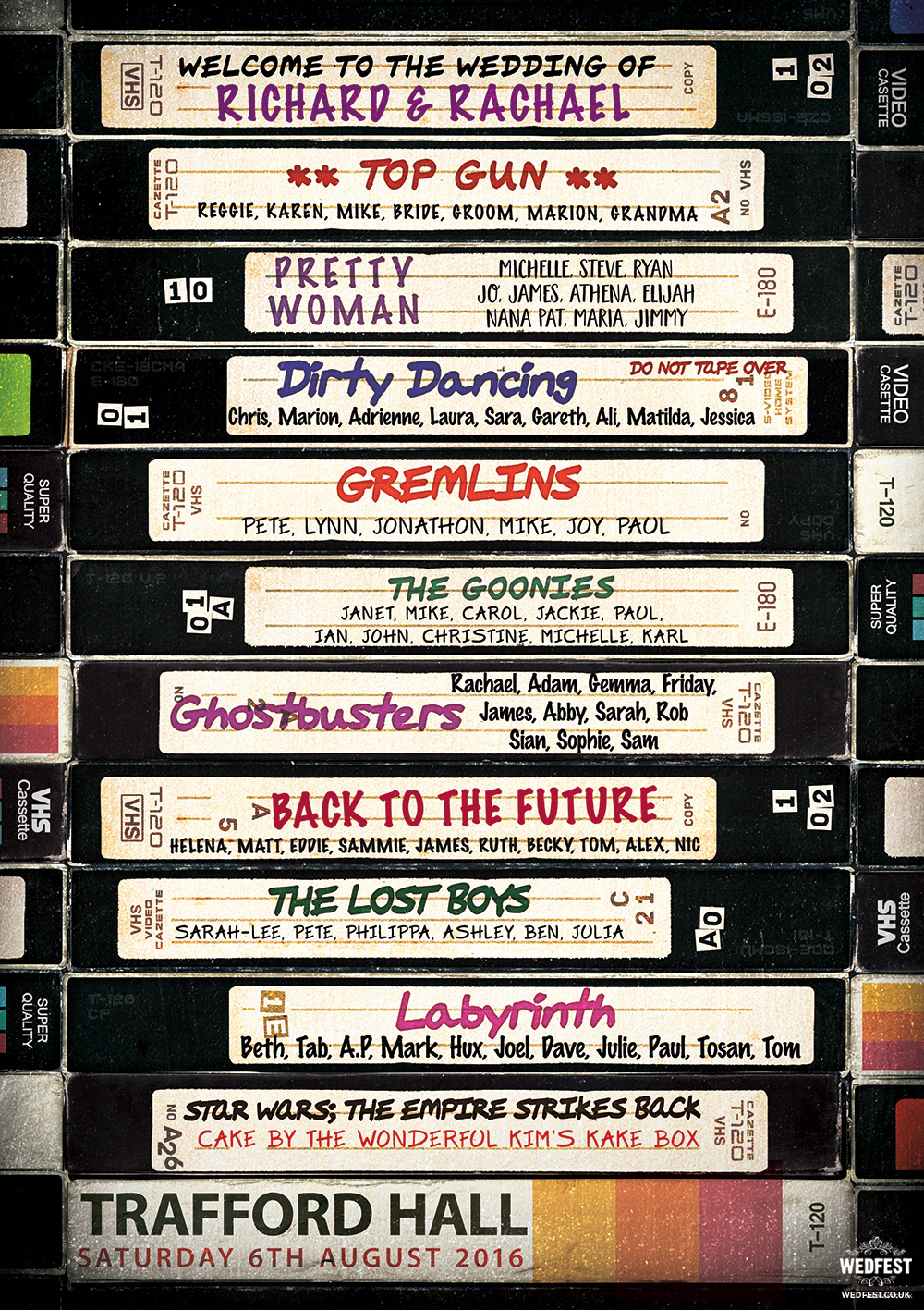 vhs movies wedding seating plan