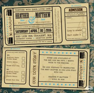 vintage movie ticket wedding invite