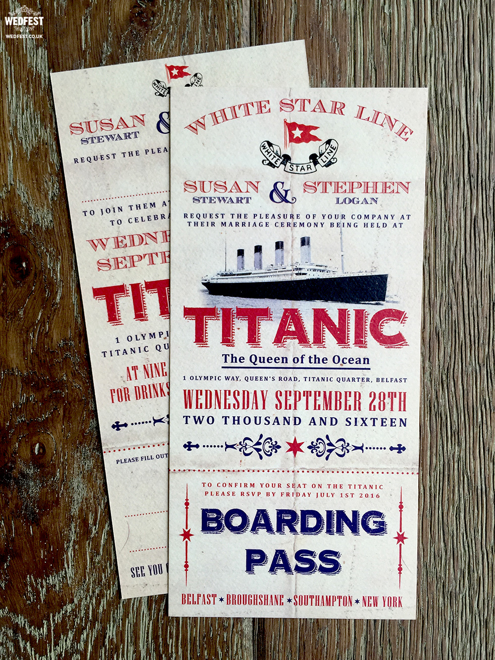 titanic ticket wedding invitation