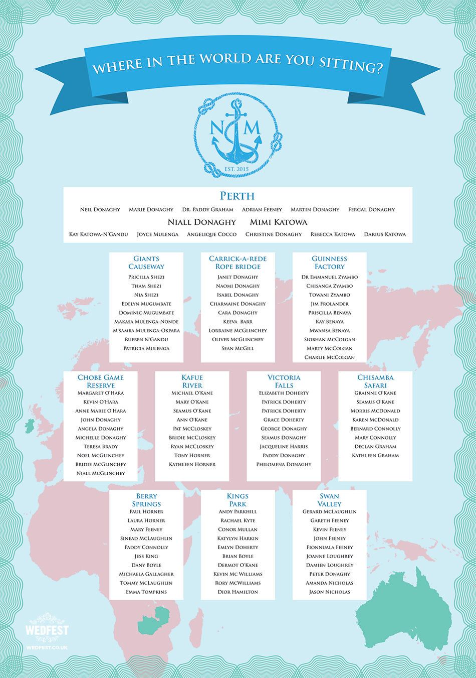 where in the world are you sitting wedding table plan