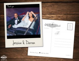 custom polaroid photo wedding thank you card