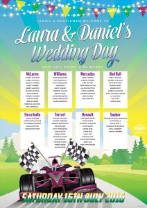 formula 1 racing theme wedding table seating plan