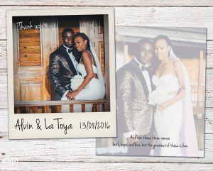 polaroid photo wedding thank you cards