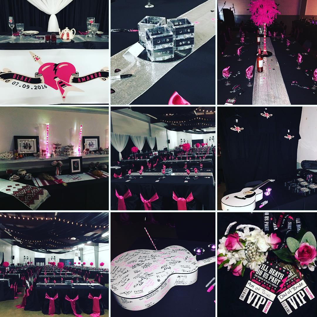 black and pink wedding