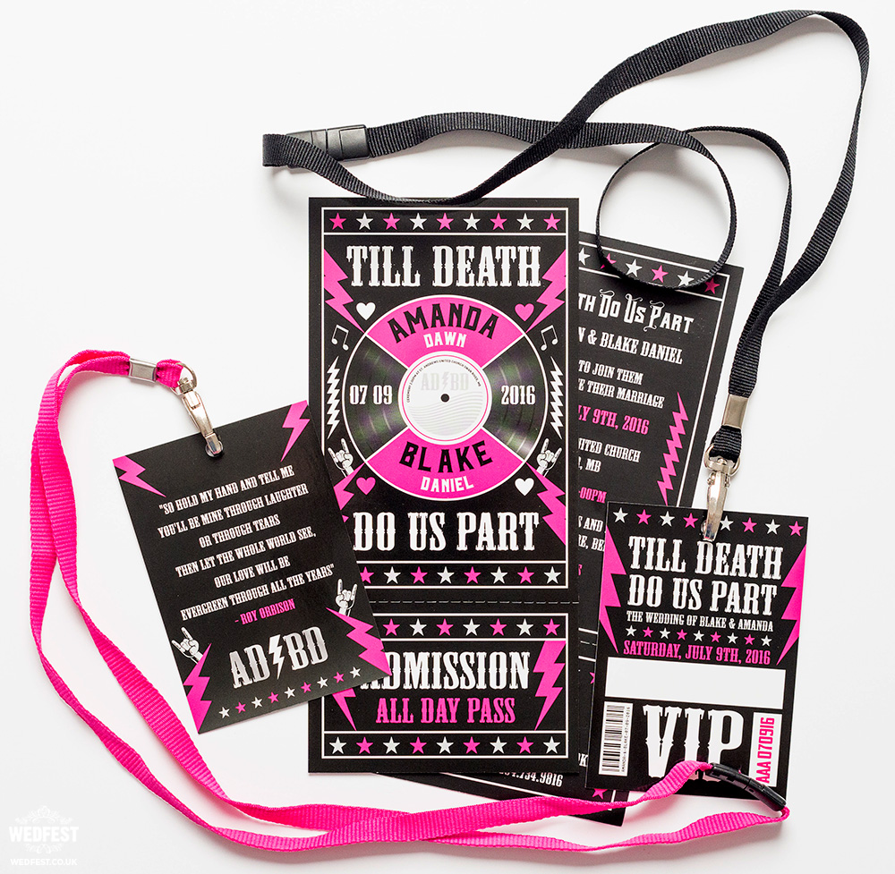 rock n roll wedding stationery set