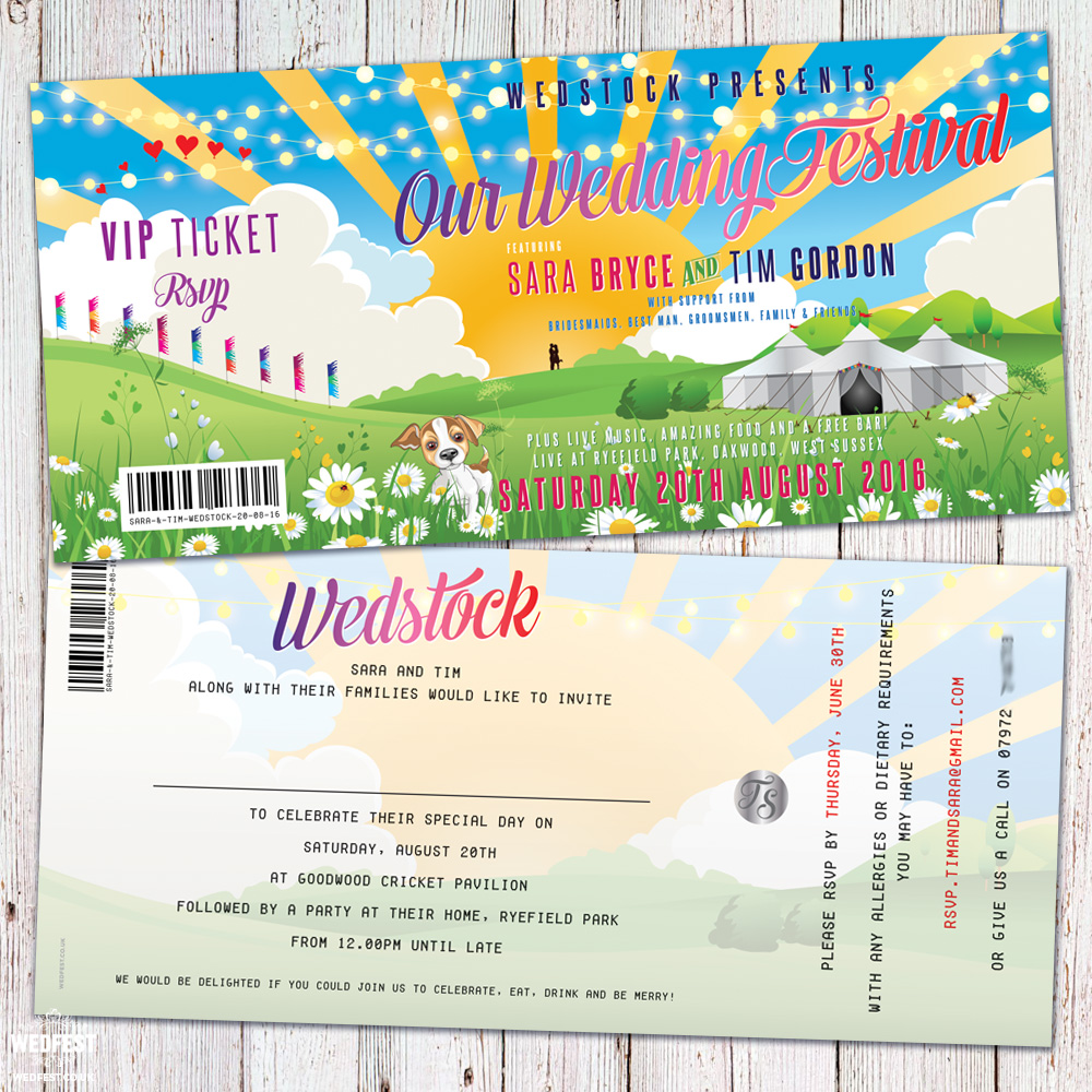 wedfest wedstock festival wedding invitations