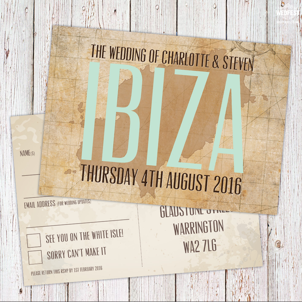 ibiza wedding rsvp postcards