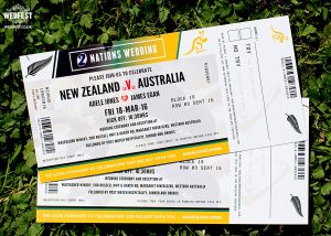 new zealand vs australia rugby ticket wedding invitation