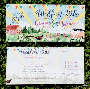 festival wedding watercolour invitations