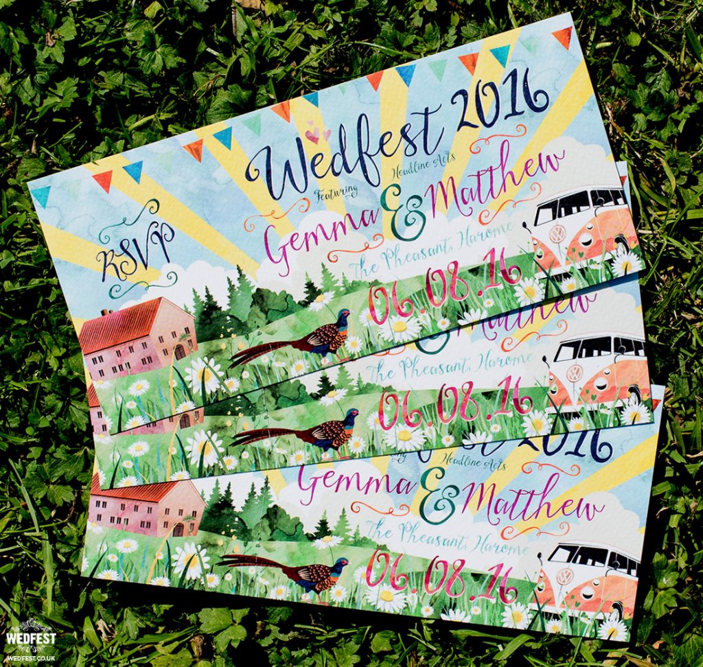 wedfest festival weddings watercolour wedding invites