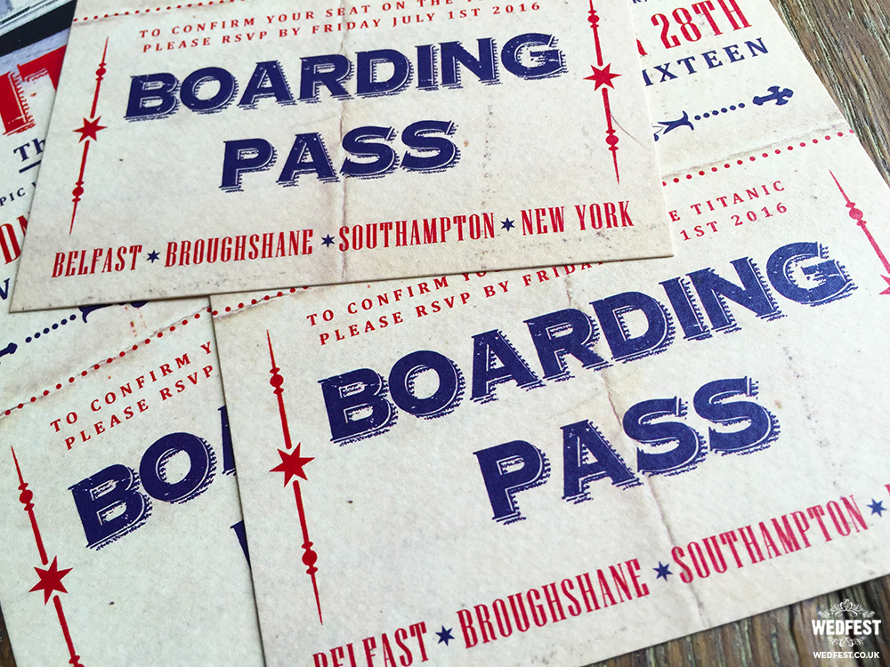 titanic boarding pass ticket wedding invitation