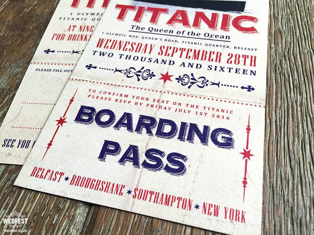 titanic ticket wedding invites