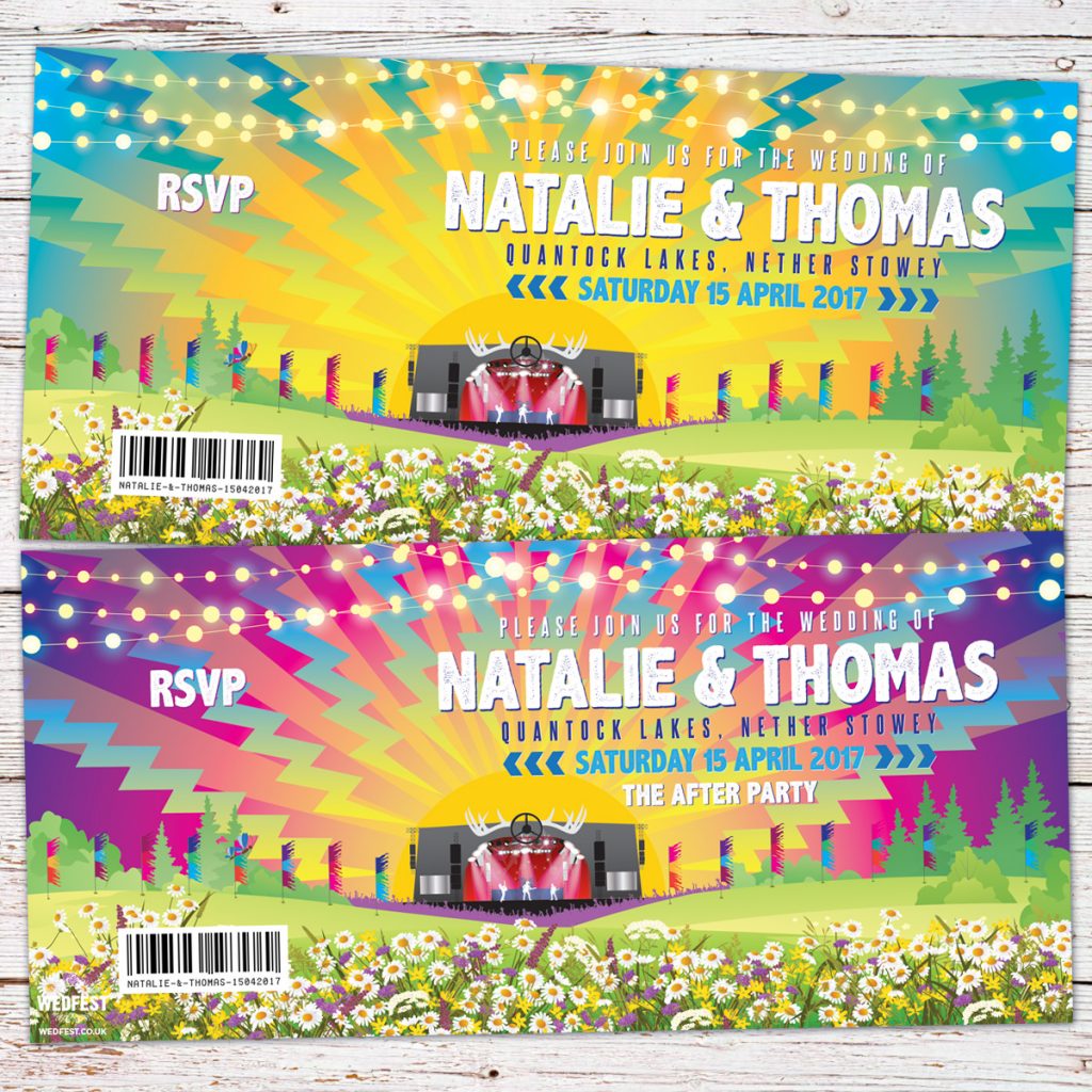 festival wedding invites