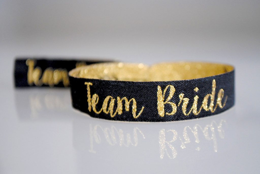 black gold hen party team bride wristband