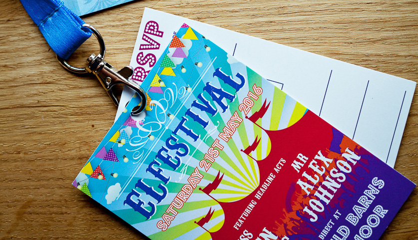 festival wedding invitation lanyard