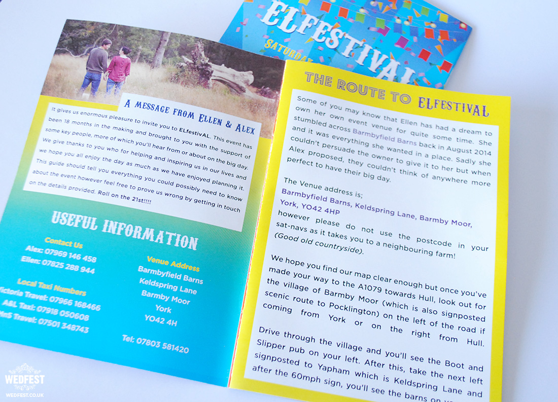 festival wedding invitation program guide booklet