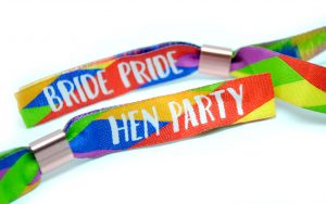 bride pride lesbian hen party wristband favours