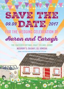 craft village derry festival wedding invitation save the date