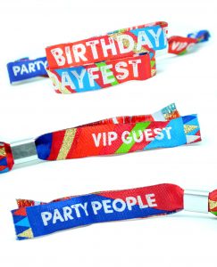 festival style birthday party wristbands