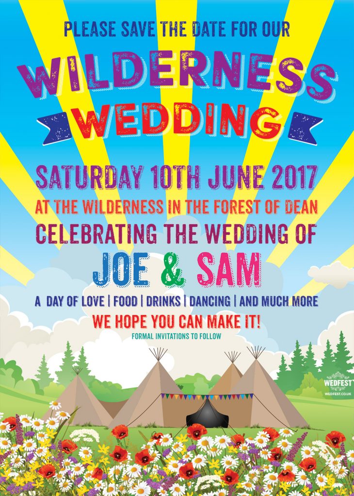 forest of dean wilderness wedding festival tipi save the date