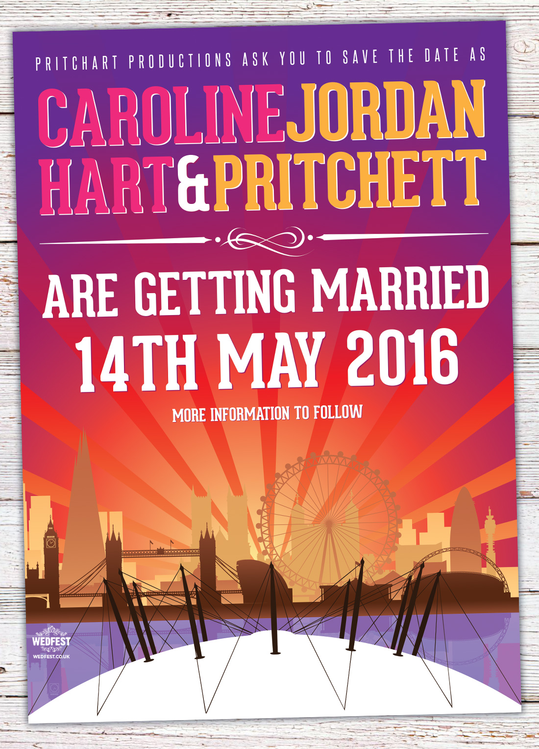 london skyline wedding save the dates