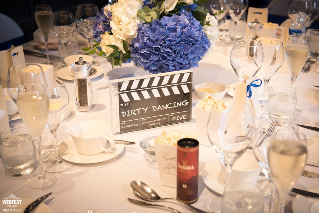 movie theme wedding table name clapper boards